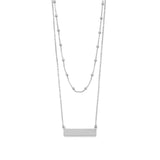 Rhodium Plated Double Strand Engravable Bar Necklace