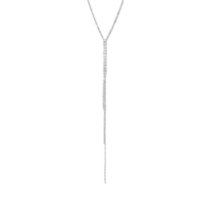 Rhodium Plated Faceted Beaded Chain Drop Necklace