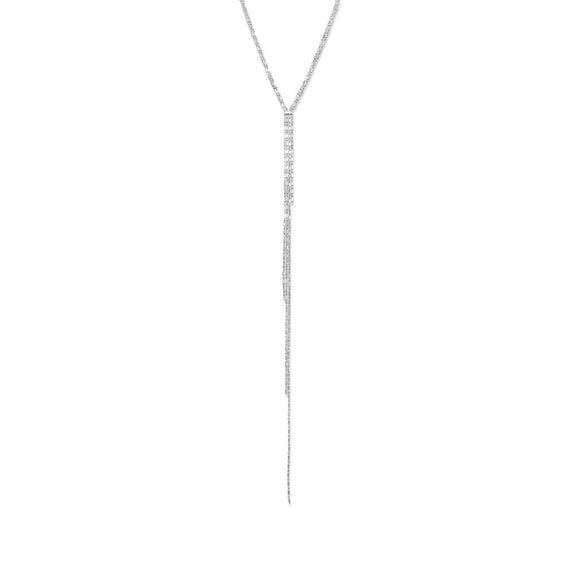 Rhodium Plated Faceted Beaded Chain Drop Necklace