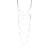 Rhodium Plated Long Graduated 7 Strand Necklace
