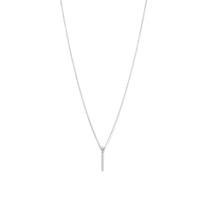 Rhodium Plated Vertical Bar and CZ Necklace