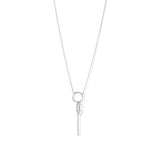 Rhodium Plated Sterling Silver CZ Safety Pin Necklace