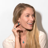 Pear Shape Freeform Faceted Quartz over Turquoise Drop Earrings