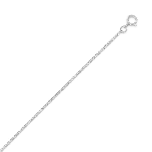 Rhodium Plated Light Rope Chain Necklace (1.1mm)