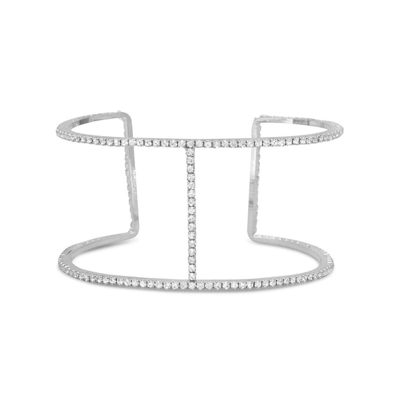 Sparkling Double Row Crystal Fashion Cuff Bracelet