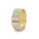 Glamorous Gold Tone Crystal Flex Cuff Fashion Bracelet