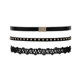 Set of 3 Black Fashion Choker Necklaces