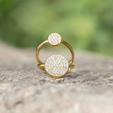 14 Karat Gold Plated Double CZ Circle Fashion Ring