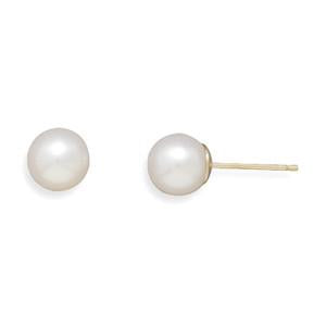 4.5-5mm Cultured Freshwater Pearl Stud Earrings with 14K Yellow Gold Posts and Earring Backs