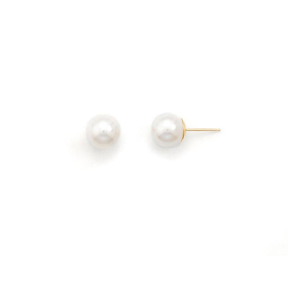 8.5-9mm Cultured Freshwater Pearl Stud Earrings with 14K Yellow Gold Posts and Earring Backs