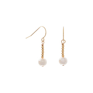 14 Karat Gold French Wire Beaded and Cultured Freshwater Pearl Earrings