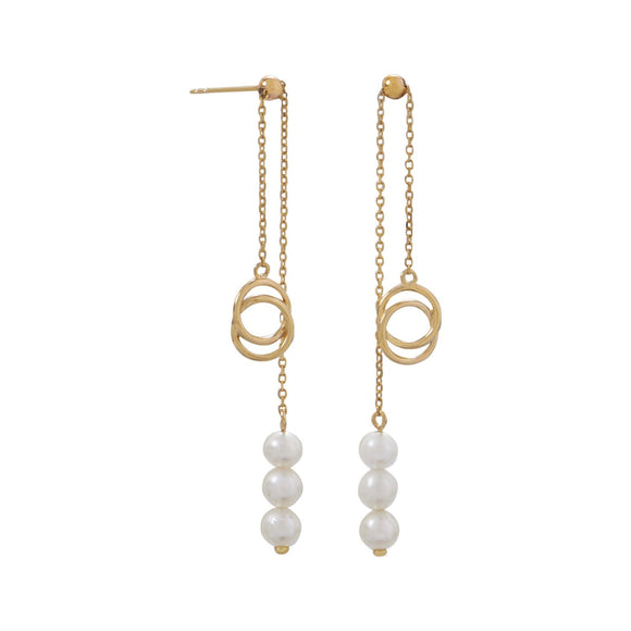 14 Karat Gold Slide Earrings with Cultured Freshwater Pearls