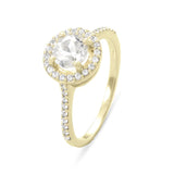 10 Karat Gold Halo Style Ring with White Topaz and Sapphires