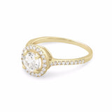 10 Karat Gold Halo Style Ring with White Topaz and Sapphires