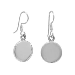 15mm Round Engravable Tag Earrings on French Wire