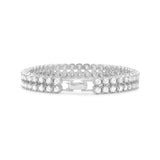 7.5" Rhodium Plated 2 Row 4mm CZ Bracelet