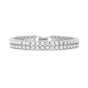 7.5" Rhodium Plated 2 Row 4mm CZ Bracelet