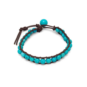 7"+1" Leather and Magnesite Bracelet