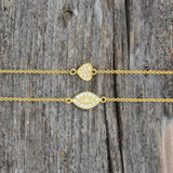 6" + 1" 14 Karat Gold Plated CZ Heart Bracelet