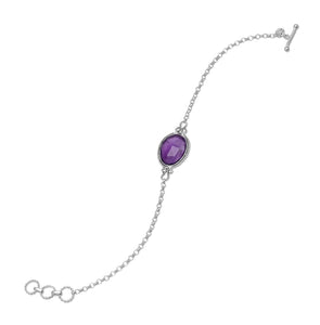 Faceted Oval Amethyst Toggle Bracelet