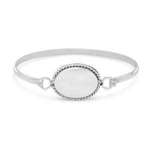 Bangle with Oval Tag and Rope Edge
