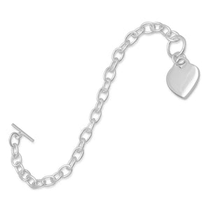 7.5" Toggle Bracelet with Small Heart Tag