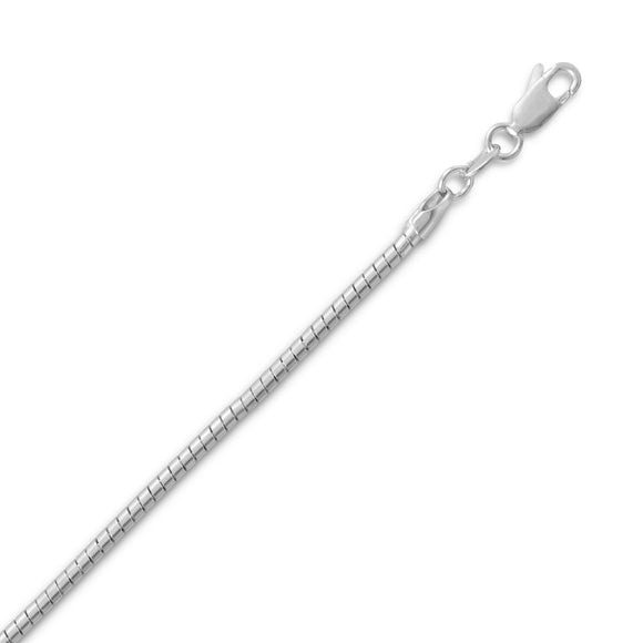 Rhodium Plated Round 2mm Omega Necklace