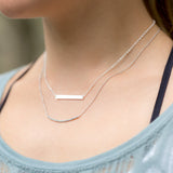 16" + 2" Thin Engravable Bar Nameplate Necklace