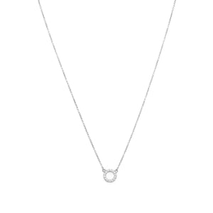 18" + 2" Rhodium Plated CZ Circle Necklace