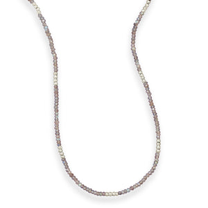 42" Labradorite and Silver Pyrite Bead Necklace