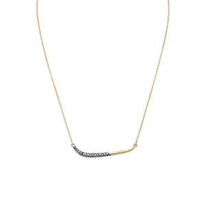 17" + 1" 14 Karat Gold Plated Necklace with Oxidized CZ Bar