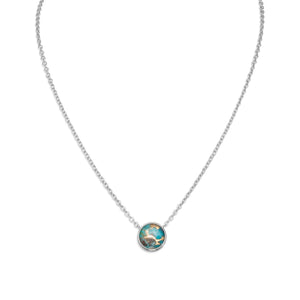 16" + 2" Freeform Faceted Quartz over Turquoise Necklace