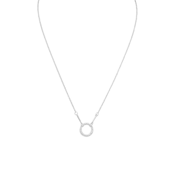CZ Circle and Bar Drop Necklace