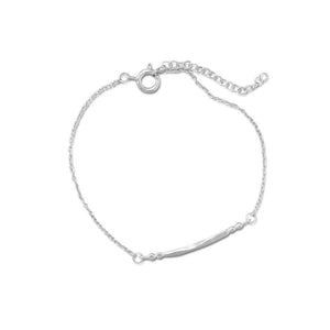7" + 1" Rhodium Plated Curved Bar and Bead Bracelet