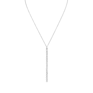 16" + 2" Rhodium Plated CZ Matchstick Necklace