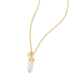 18.5" + 1.5" 14 Karat Gold Plated Necklace with Clear Quartz Drop