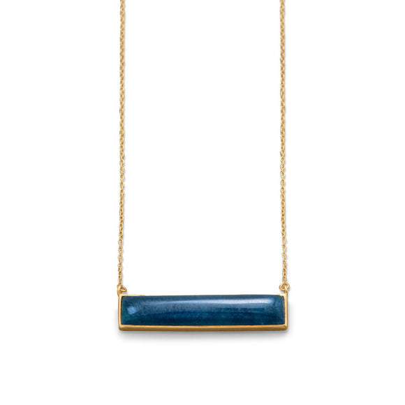 14 Karat Gold Plated Blue Aventurine Bar Necklace