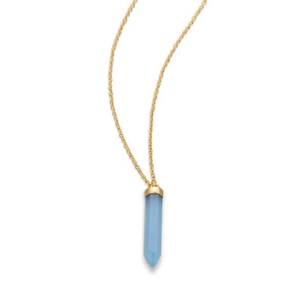 14 Karat Gold Plated Blue Chalcedony Drop Necklace