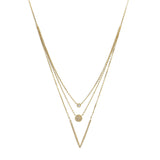 14 Karat Gold Plated Triple Strand Necklace with CZs