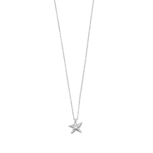 Rhodium Plated Starfish Necklace with Diamond