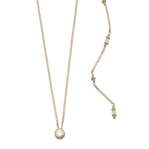 Elegant 14/20 Gold Filled CZ and Crystal Back Drop Necklace