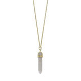 14 Karat Gold Plated Gray Moonstone Spike Necklace