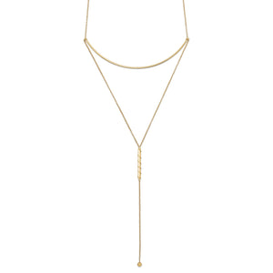 14 Karat Gold Plated Long Bar Drop Necklace