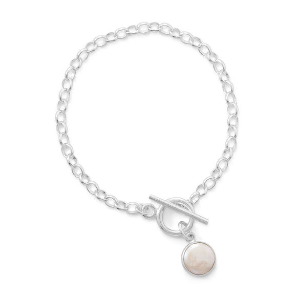Toggle Bracelet with Cultured Freshwater Coin Pearl