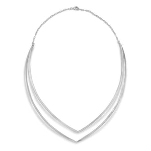 Rhodium Plated Doube "V" Necklace