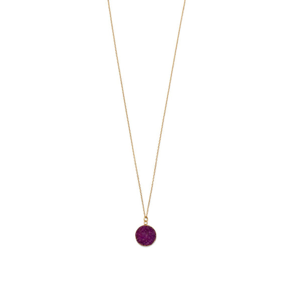 14 Karat Gold Plated Dyed Red Druzy Necklace