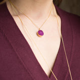 14 Karat Gold Plated Dyed Red Druzy Necklace