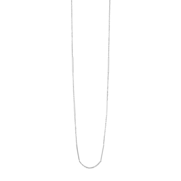 Rhodium Plated Long Chain and Bar Necklace