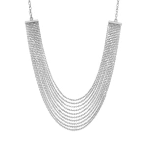 Rhodium Plated Faceted Bead Necklace