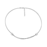 Rhodium Plated Collar with Chain Front